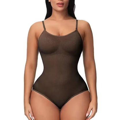 Seamless Solid Bodysuit Shapewear for Women with Tummy Control and Butt Enhancement