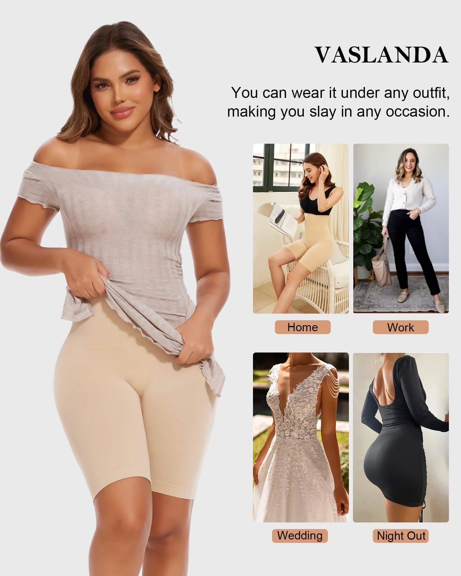 High-Waisted Tummy Control Shapewear Shorts - 2 Pack Faja Body Shaper for Women, Thigh Slimming Design