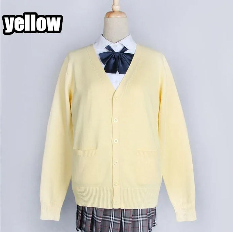 2020 Spring Cosplay School Uniform Sweater for Girls Women Long Sleeve Knitted Japanese Sailor Uniform Cardigans