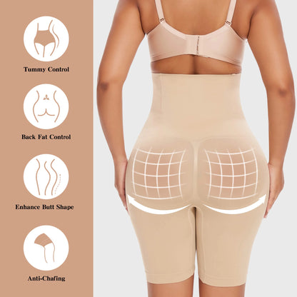 High-Waisted Tummy Control Shapewear Shorts - 2 Pack Faja Body Shaper for Women, Thigh Slimming Design