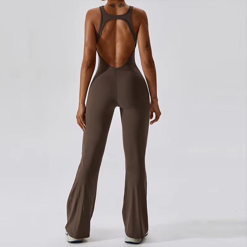 Women's Fitness V Jumpsuit and Yoga Set - Stretchable Sportswear for Training and Workouts