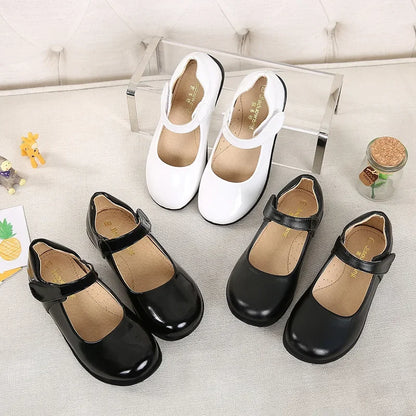 Children's Versatile Leather Shoes for Spring and Autumn - Black Fashion School Uniform Shoes for Girls