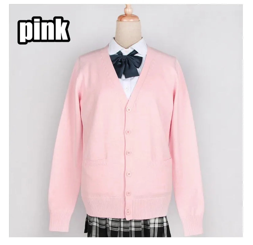 2020 Spring Cosplay School Uniform Sweater for Girls Women Long Sleeve Knitted Japanese Sailor Uniform Cardigans