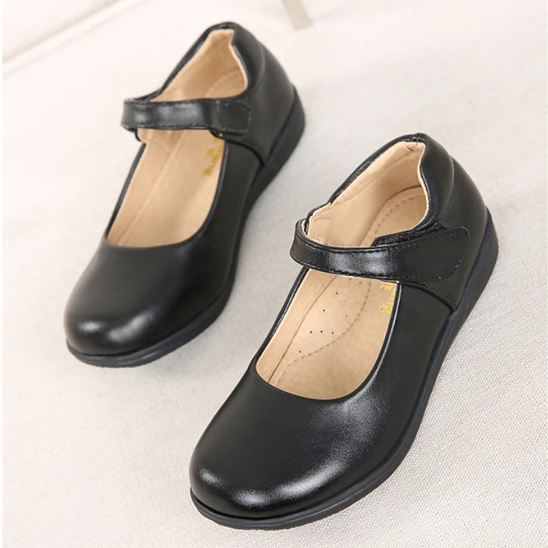 Children's Versatile Leather Shoes for Spring and Autumn - Black Fashion School Uniform Shoes for Girls