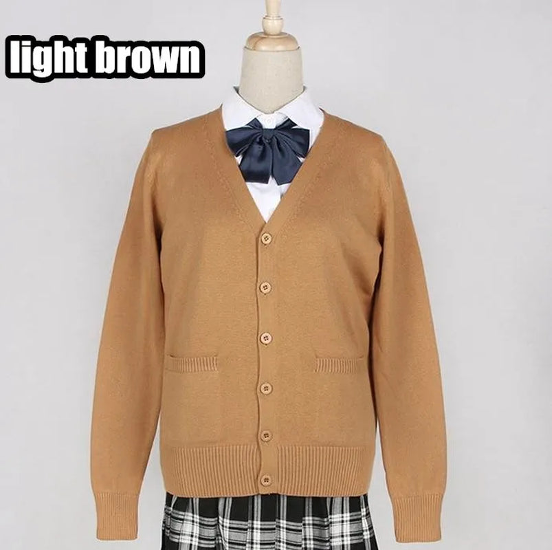 2020 Spring Cosplay School Uniform Sweater for Girls Women Long Sleeve Knitted Japanese Sailor Uniform Cardigans