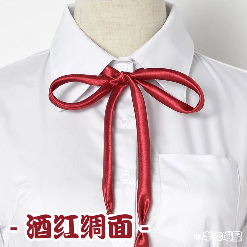 Japanese High School Short-Sleeve Uniform Shirt with Square Collar in White