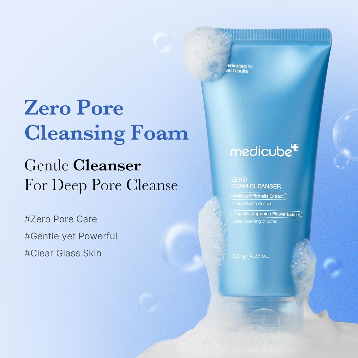 Facial Cleanser Zero Foam Cleanser for Pore & Excess Oil Care | Daily Gentle Cleansing Foam - Excess Sebum Control, Hydration, Pore Minimization, Korean Skincare, Sensitive Skin, 4.23 Oz