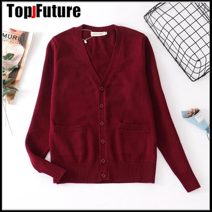 2020 Spring Cosplay School Uniform Sweater for Girls Women Long Sleeve Knitted Japanese Sailor Uniform Cardigans