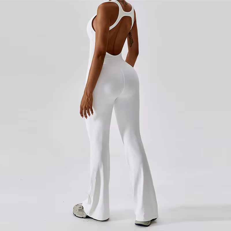 Women's Fitness V Jumpsuit and Yoga Set - Stretchable Sportswear for Training and Workouts