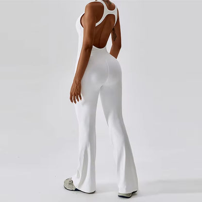 Women's Fitness V Jumpsuit and Yoga Set - Stretchable Sportswear for Training and Workouts
