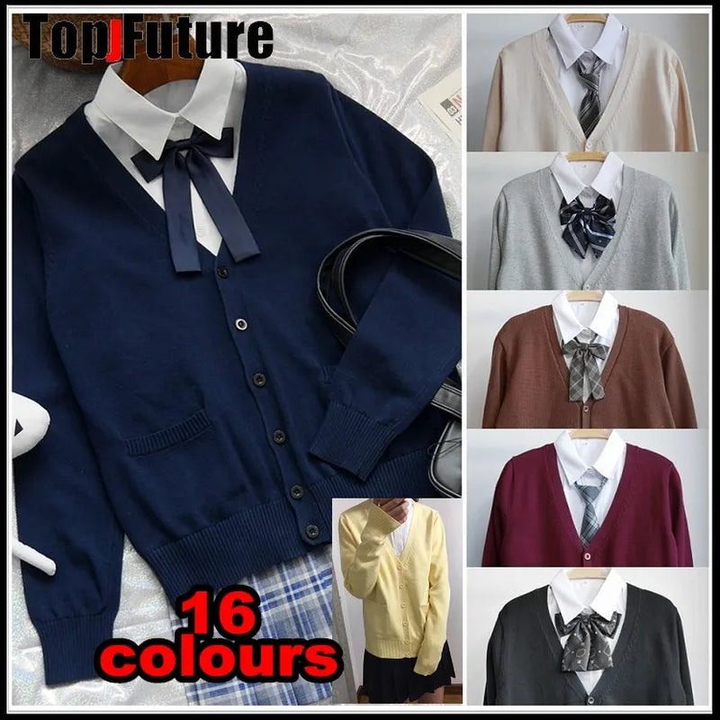 2020 Spring Cosplay School Uniform Sweater for Girls Women Long Sleeve Knitted Japanese Sailor Uniform Cardigans